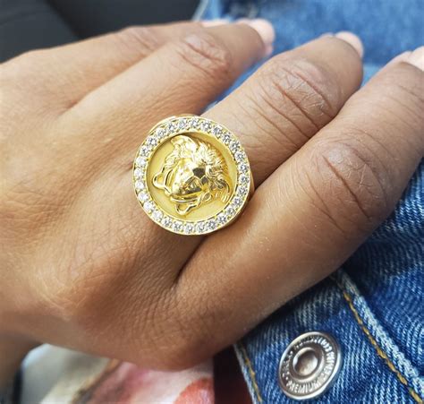 versace 18k gold ring|versace medusa ring meaning.